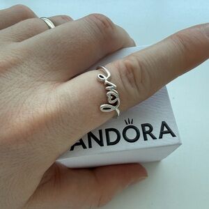 Authentic Pandora Silver Handwritten Love Ring